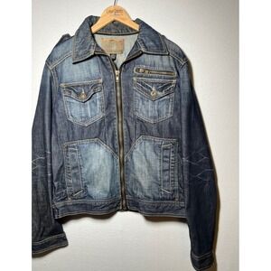 Y2k Guess Jeans Denim Jacket Mens LARGE Trucker Jacket